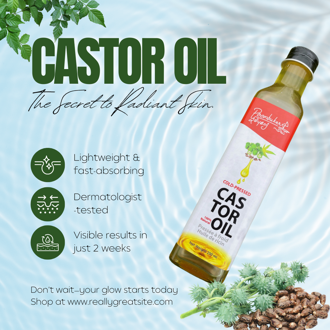 Poombukar Premium Cold-Pressed Castor Oil – 100% Pure, Natural & Multi-Purpose - 200 G