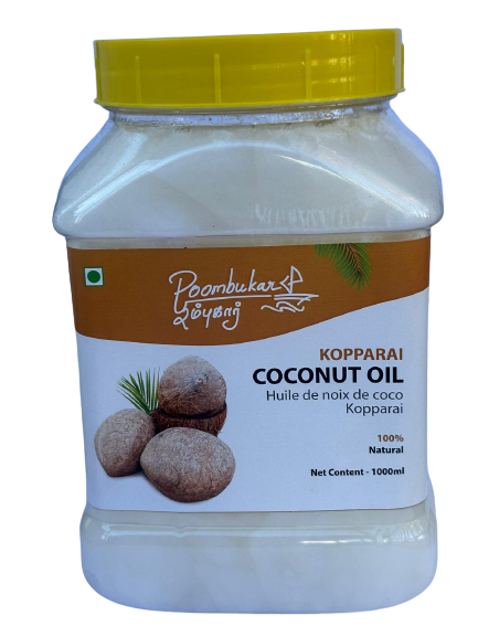 Poombukar Wooden Cold Pressed Unrefined Kopparai (Copra) Coconut Oil