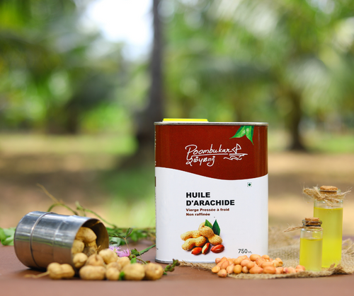 750ml Peanut Oil: High-quality peanut oil, naturally extracted for a rich flavor and nutritional value. Ideal for frying, sautéing, or adding depth to your favorite recipes. A versatile choice for healthy and delicious cooking-POOMBUKAR-Montreal-Canada